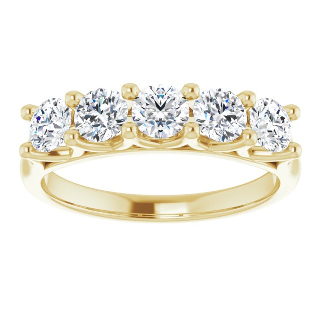 1.00 ct. Round Cut Diamond Wedding Band 5 Stone Anniversary Ring-VIRABYANI